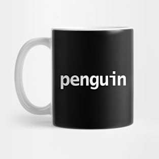 Penguin Minimal Typography White Text Mug